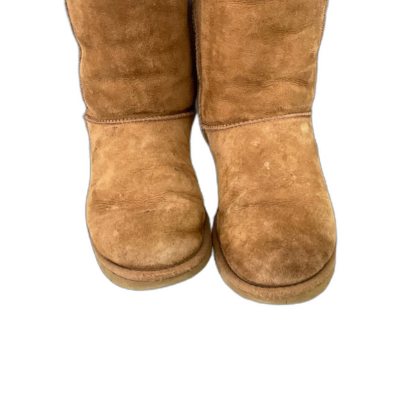 UGG AUSTRALIA Classic sherpa Boots Women's 7 Chestnut Sherpa Leather Suede 5825 - Picture 3 of 16